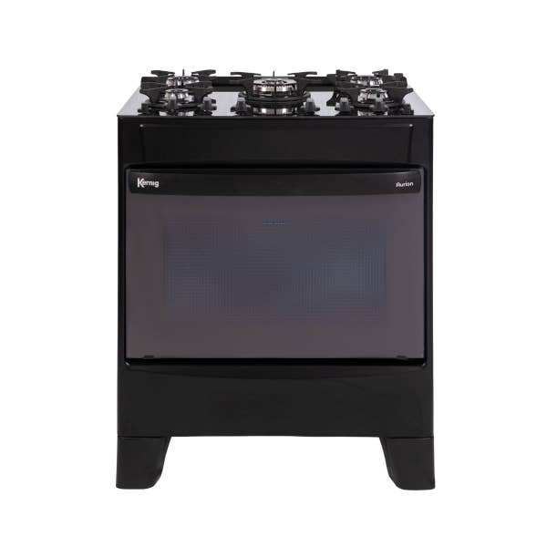 Cocina a gas 5h negra Kernig Aurion mesa de vidrio con freidora de aire