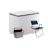 Combo Freezer Consul horizontal 414Lts blanco Inverter - 2 puertas + Conservadora MOR 26 Lts - Gris con Negro + Silla Master Mor Azul - Aluminio