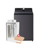 Combo Lavadora de Carga Superior LG  Smart Inverter  21 Kg Negro + Secadora de ropa Mueller Sun de 8 kg + SET 24PZAS DE ROPA MADERA WINDROSE